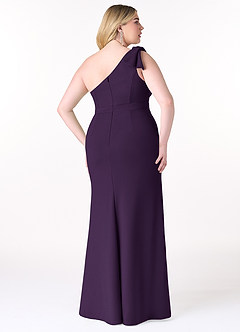 Azazie Rinna Bridesmaid Dresses Plum Mermaid One Shoulder Stretch Crepe Dress image6