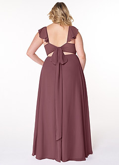 Azazie Everett Bridesmaid Dresses Sangria A-Line V-neck Ruched Chiffon Dress image7