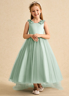 Azazie Lorita Flower Girl Dresses Agave A-Line Beaded Tulle Dress image6