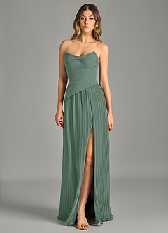 Azazie Becka Jurken voor bruidsmeisjes Jurk van Chiffon met A-Lijn Strapless Eucalyptus image3