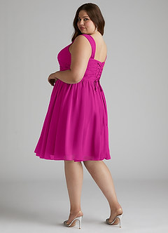 Azazie Angie Brautjungfernkleider A-Linie Korsett Chiffon Kleid Fuchsia image12