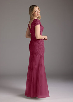 Azazie Marbella Mother of the Bride Dresses Mulberry Mermaid Queen Anne Sequins Lace Dress image6
