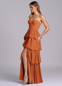 Azazie Faye Bridesmaid Dresses Cinnamon A-Line Sweetheart Neckline Chiffon Dress image3