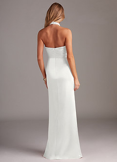 Azazie Jemma Bridesmaid Dresses White Sheath Pleated Stretch Satin Dress image6