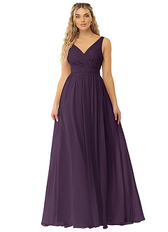 Azazie Kora Bridesmaid Dresses Plum A-Line Pleated Chiffon Dress image5