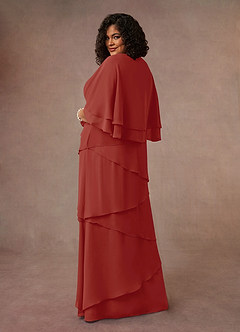 Azazie OHara Mother of the Bride Dresses Terracotta A-Line V-Neck Chiffon Dress image11