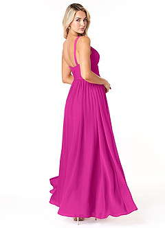Azazie Chanel Abiti da Damigella Abito A-Line in Chiffon Plissettato Fucsia image5