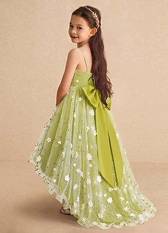 Azazie Celia Flower Girl Dresses Lemongrass A-Line Spaghetti Strap Tulle Dress image1