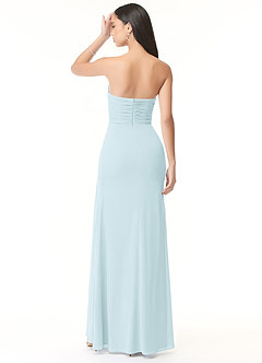 Azazie Darria Bridesmaid Dresses Sky Blue Sheath Square Neckline Pleated Stretch Chiffon Convertible Dress image2