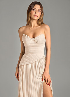 Azazie Becka Bridesmaid Dresses White Alabaster A-Line Strapless Chiffon Dress image6