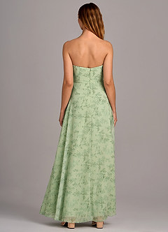 Azazie Wren Vestidos de damas de honor Vestido de Floral Helecho Verde de Gasa de Corte en A Convertible con Corte Lateral image5