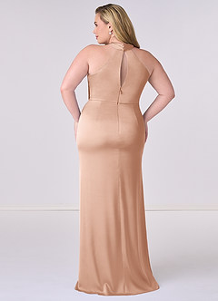 Barbie ♥ Azazie Bridesmaid Dresses Rose Gold Sheath Stretch Satin Dress image8