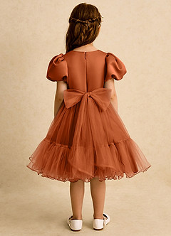 Azazie Cocoa Blumenmädchenkleider Ballkleid Plissee Tüll Kleid Gebranntes Orange image6