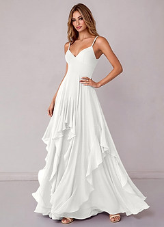 Azazie Zaina Brautjungfernkleider A-Linie Chiffon Kleid Weiß image5