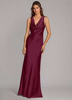 Azazie Cheryl Bridesmaid Dresses Mulberry Mermaid Stretch Satin Dress image4