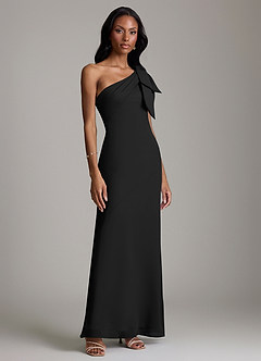 Azazie Yuanna Bridesmaid Dresses Black Mermaid One Shoulder Chiffon Dress image4