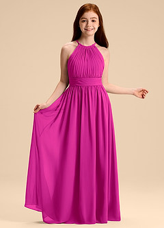 Azazie Malone Junior Jurk van Chiffon met A-Lijn Geplooid Fuchsia image6