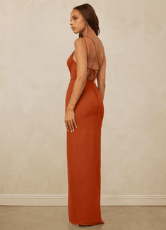 Christian Siriano Bridal for Azazie 1003 Bridesmaid Dresses Burnt Orange Sheath One Shoulder Chiffon Dress image7