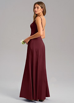 Azazie Talina Bridesmaid Dresses Cabernet A-Line Stretch Satin Dress image6