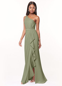 Azazie Liza Bridesmaid Dresses Pistachio Mermaid One Shoulder Chiffon Dress image1