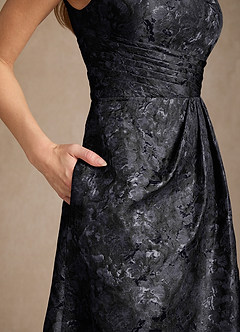 Azazie Easton vestidos de madre de la novia Vestido de Negro de Jacquard de Corte en A con Hombro unilateral image8