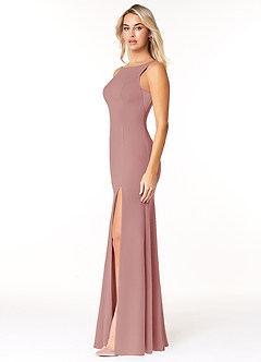 Azazie Rogue Bridesmaid Dresses Dusty Rose Mermaid Scoop Side Slit Stretch Crepe Dress image3