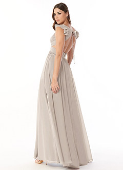 Azazie Kasia Venta Final Vestido de Dusk de Gasa de Corte en A con Volante image4