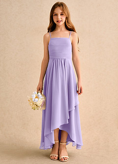 Azazie Twilight Dance Junior Formal Flower Girl Dresses Lilac A-Line Pleated Chiffon Dress image3