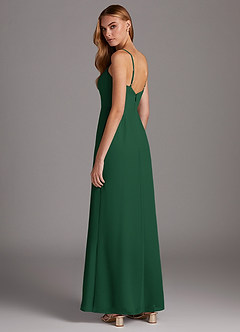 Azazie Tayla Final Sale Dark Green Sheath Chiffon Dress image2
