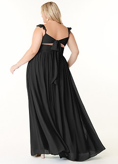 Azazie Metz Bridesmaid Dresses Black A-Line Sweetheart Ruched Chiffon Dress image8