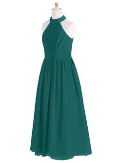 Azazie Iman Junior Peacock A-Line Pleated Chiffon Dress image8