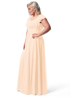 Azazie Daphne Modest Bridesmaid Dresses A-Line Ruffled Chiffon Floor-Length Dress image54