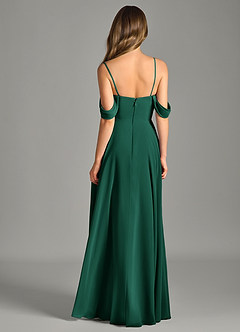 Azazie Chelsey Abiti da Damigella Abito Convertibile A-Line in Chiffon a Spalla Scoperta Smeraldo image7