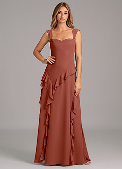 Azazie Sloane Bridesmaid Dresses Auburn A-Line Sweetheart Neckline Chiffon Dress image5