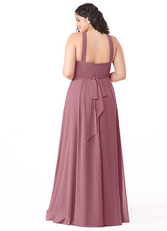 Azazie Dixie Bridesmaid Dresses Vintage Mauve A-Line Halter Pleated Chiffon Dress image10