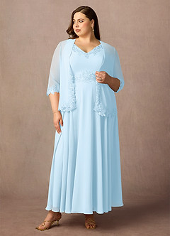 Azazie Devana Mother of the Bride Dresses Sky Blue A-Line Sequins Chiffon Dress image7