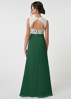 Azazie Rana Junior Robe Trapèze en Mousseline de soie Dentelle Vert Foncé image2