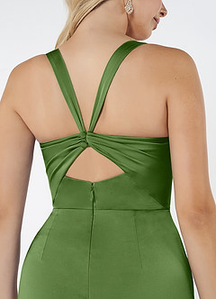 Azazie Mero Vestidos de madrinha de casamento Vestido Manjericão de Cetim elástico de sereia com Plissado image5