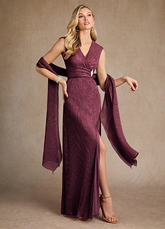 Azazie Salem vestidos de madre de la novia Vestido de Baya de Malla Metálica de Corte En A con Plisado image4
