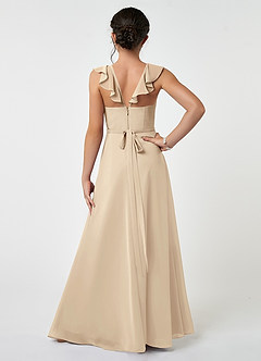 Azazie Emily Junior Champagne A-Line Ruched Chiffon Dress image2