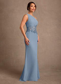 Azazie Kathie vestidos de madre de la novia Vestido de Azul Polvoriento de Gasa de Corte Sirena con Encaje image3