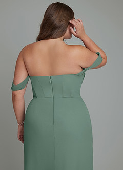 Azazie Johana Bridesmaid Dresses Sea Moss Mermaid Off the Shoulder Chiffon Convertible Dress image14