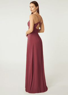 Azazie Minie Bridesmaid Dresses Merlot A-Line Bow Chiffon Dress image5
