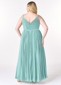 Azazie Raychelle Bridesmaid Dresses Aqua A-Line V-Neck Chiffon Dress image8