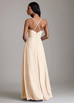Azazie Naeem Bridesmaid Dresses White Alabaster A-Line V-Neck Ruffle Chiffon Dress image2