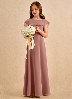 Azazie Kittie Girls Formal Flower Girl Klänningar Klä A-Line i Chiffong image3