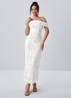 Berenice Weiß Stretch-Maxikleid aus 3D-Blumenspitze image7