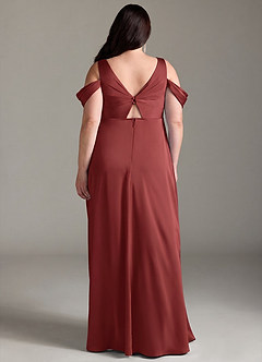 Azazie Rhea vestidos de dama de honor de maternidad Vestido Línea A Off The Shoulder Plisado Largo hasta el suelo Satén Elástico image9
