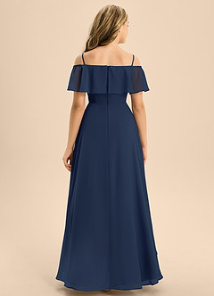 Azazie Maggie Junior Dark Navy A-Line Off the Shoulder Chiffon Dress image6