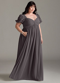 Azazie Madisynn Maternity Bridesmaid Dresses Bow Chiffon Floor-Length Dress image7